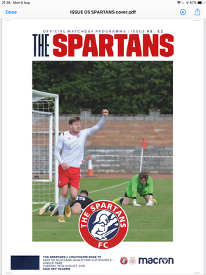 Programme: The Spartans vs Linlithgow Rose FC